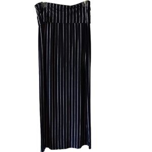 Green Envelope, Women's Size Medium, Black with White Stripes Maxi Skirt
